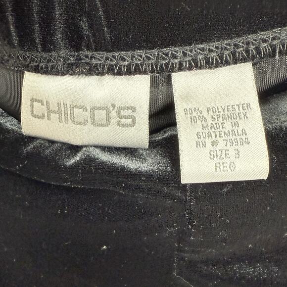 Chicos 3 Velvet Velour Pull on Wide leg Pants size XL Black 33" Inseam split cuf - Picture 8 of 8